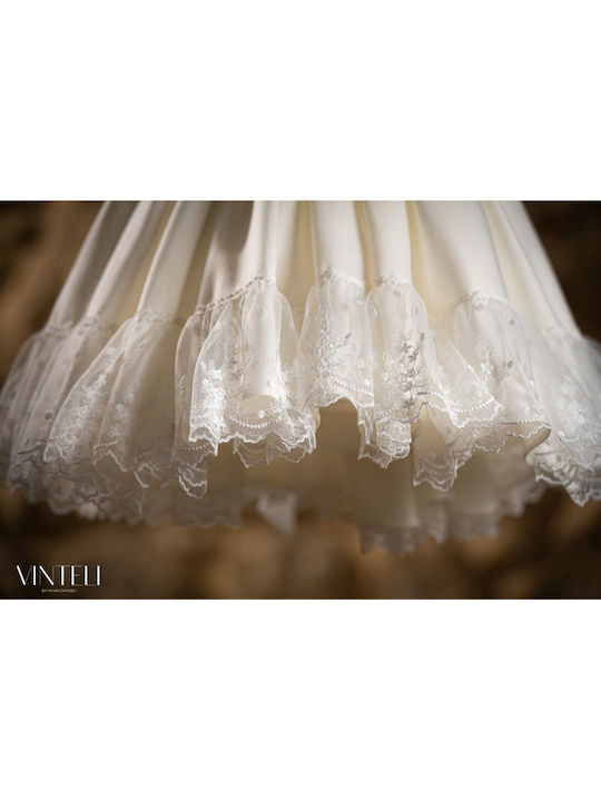 Vinte li Ecru Taufset Kleidung mit Haar-Accessoires & Kleid 2Stück