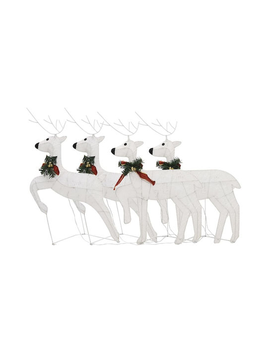 vidaXL Christmas Metal Illuminated Reindeer Figure White Electric 4pcs