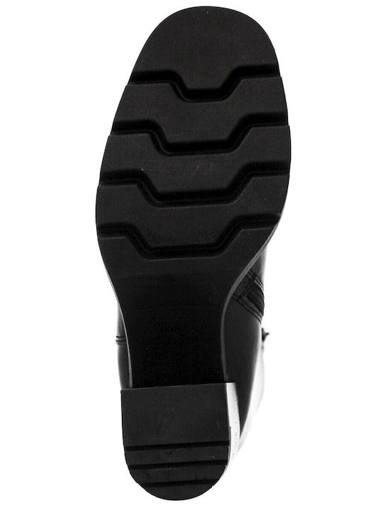 Leather High Heel Women's Boots with Zipper / Rubber Black