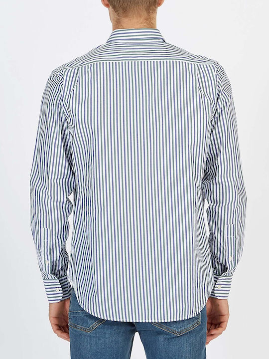 La Martina Men's Shirt Long Sleeve Striped Light Blue