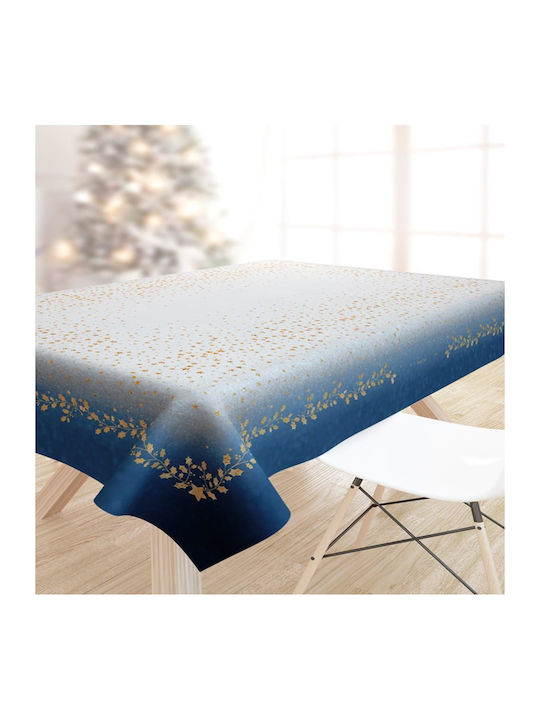 Saint Clair Weihnachts- Geflochtenes Tischtuch Kunststoff Blue / Gold B180xL145cm. 1Stück