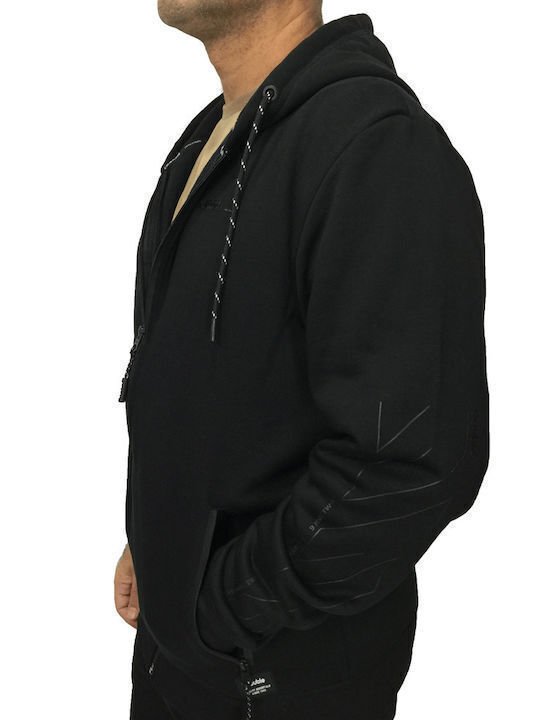 Rebase Herren Sweatshirt Jacke mit Kapuze und Taschen Schwarz