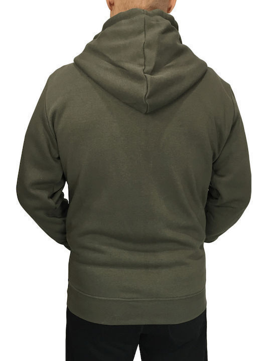 Rebase Herren Sweatshirt Jacke mit Kapuze und Taschen Khaki