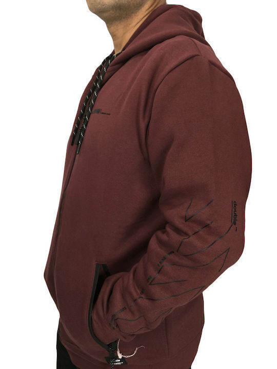 Rebase Men's Sweatshirt Jacket with Hood and Pockets Burgundy