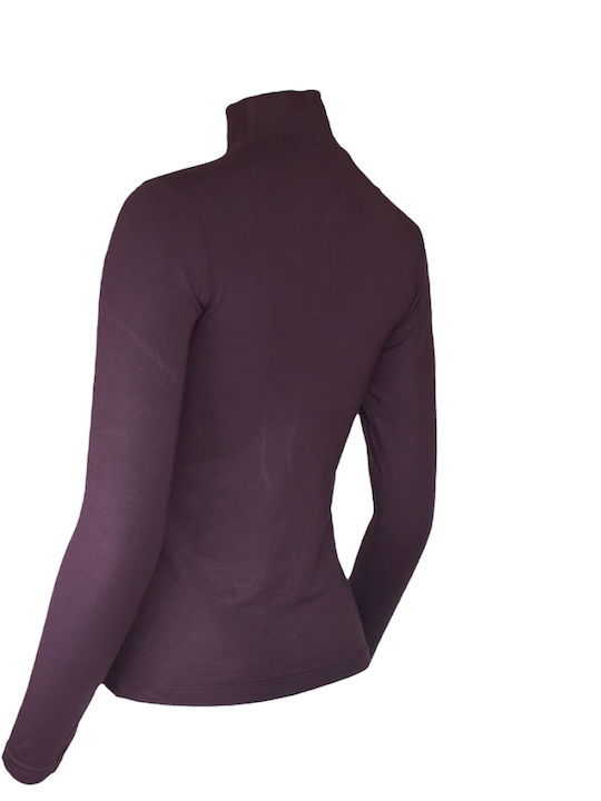 Women's Long Sleeve Turtleneck T-Shirt Brown