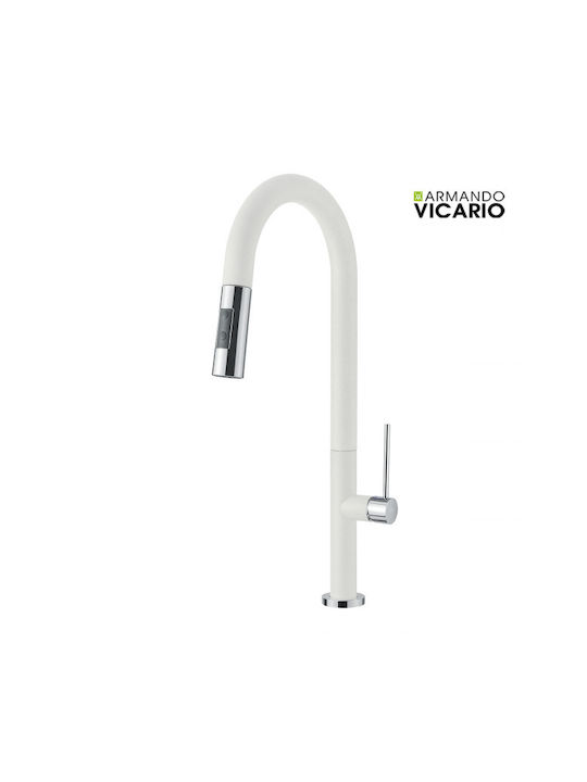 Armando Vicario Tozo Tall Kitchen Faucet Counter with Shower Superwhite