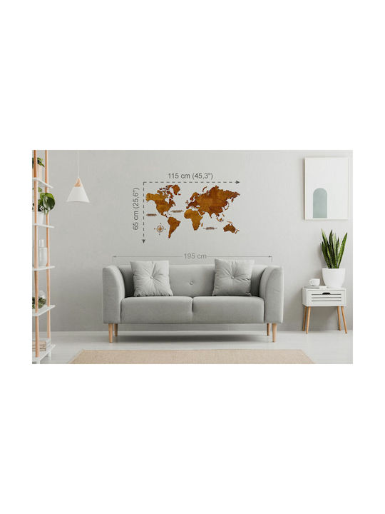 Decorative Wall Decor made of Wooden World Map 115x65cm 1pcs
