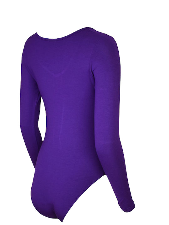 Lingerie Wrap Long Sleeve Bodysuit Purple