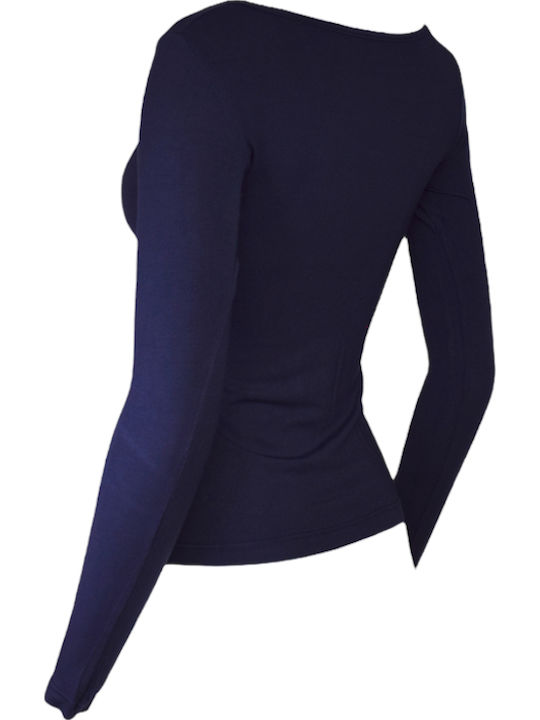 Lingerie Long Sleeve Bodysuit Navy Blue