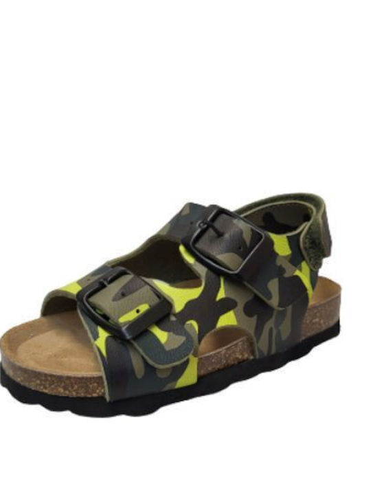 Alegria sandal παιδικό πέδιλο σκαφάκι σε χρώμα CAMOUFLAGE κίτρινο/γκρί