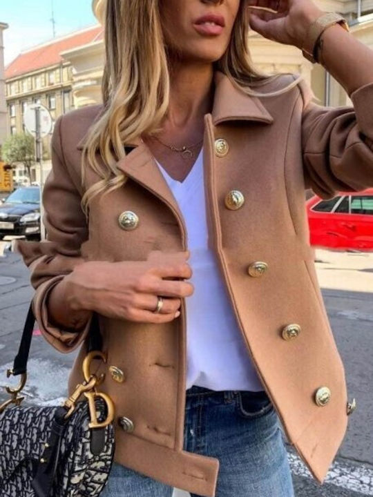 Brown jacket with gold buttons