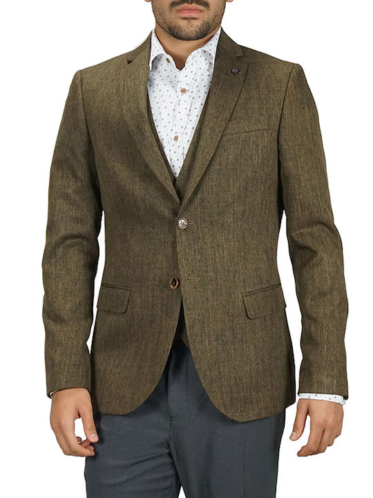 Vittorio Artist Men's Jacket "BARCELONA" Brown Slim Fit (BARCELONA) (60% Viscose, 40% Polyester)