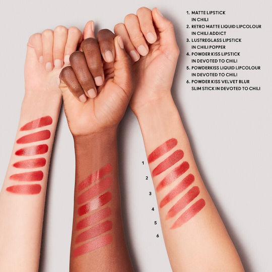 M.A.C Powder Kiss Liquid Lipcolour Long Lasting Liquid Lipstick Velvet Mac Chili's Crew Devoted To Chili 5ml