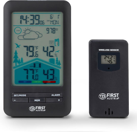 First Austria FA-2461-7 Wireless Digital Weather Station Wall Mounted Black