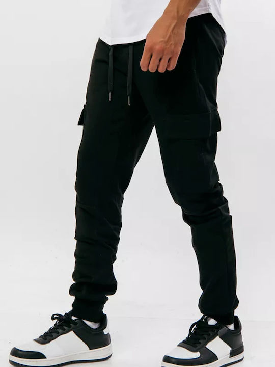 Double Men's Sweatpants with Rubber Black