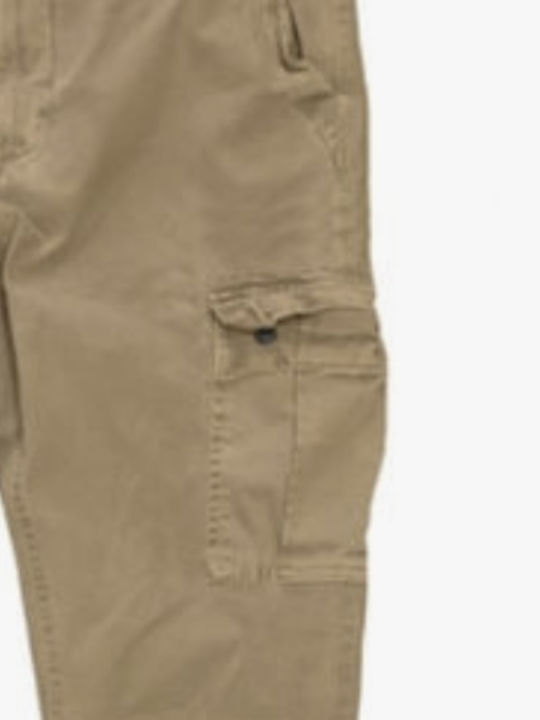 Double Men's Trousers Cargo Elastic Beige