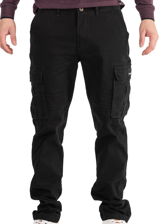 Rebase Men's Trousers Cargo Elastic in Regular Fit Black