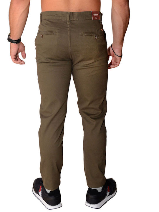 Rebase Herrenhose Chino Elastisch in Normaler Passform Khaki