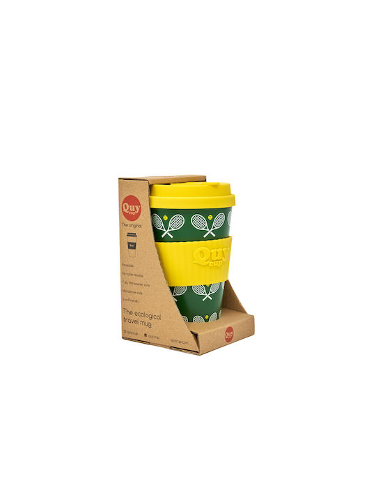 QuyCup Tennis Mug Bamboo with Lid Green 400ml