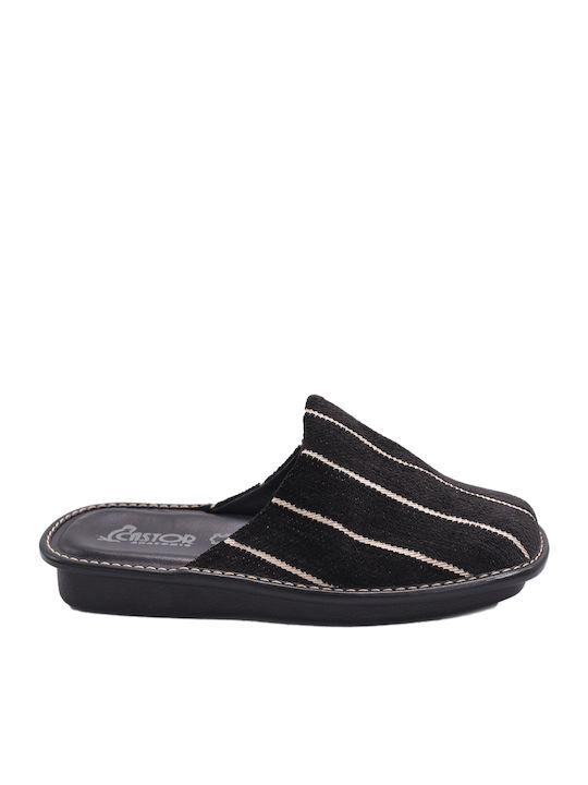 Castor Anatomic Men's Leather Printed Slippers Black