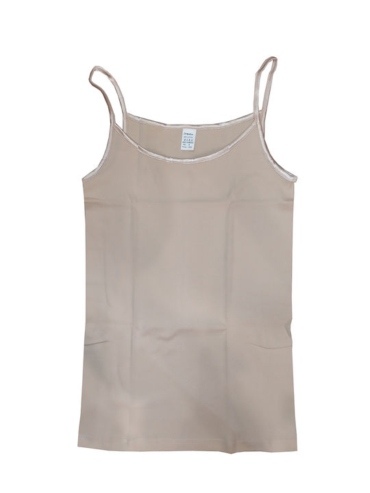 Mit Spaghetti-Träger Beige Damen T-Shirt