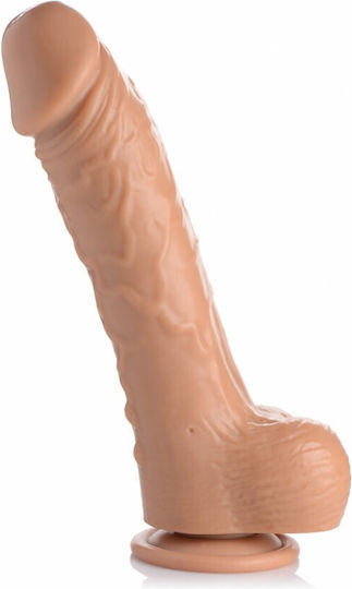 Loadz Glass Dildo with Balls, Suction Cup, and Ejaculating Capability Flesh 25.3cm