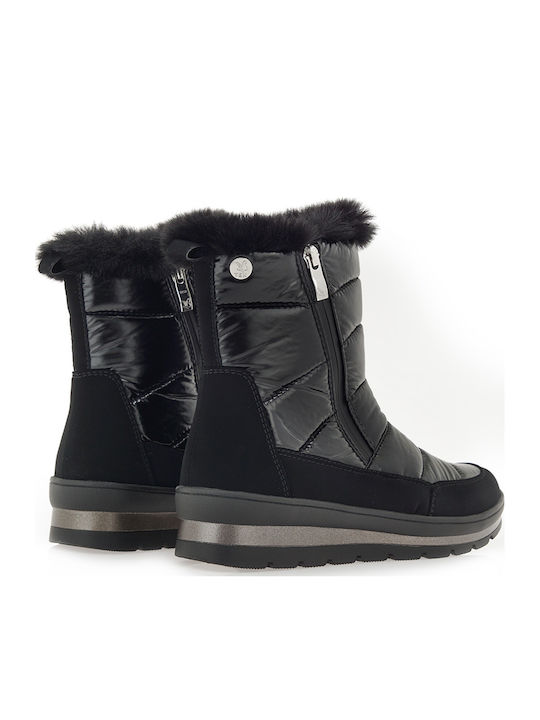 Snow Boots with Zipper & Fur Black