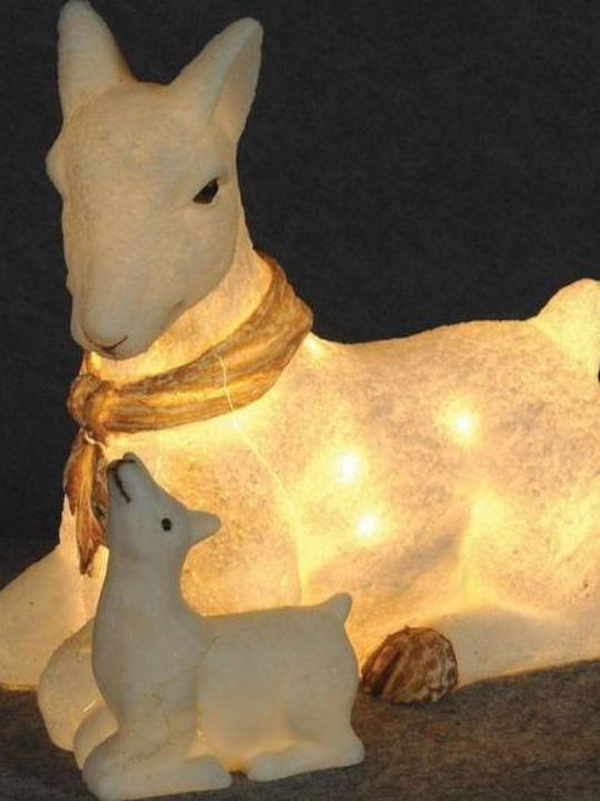 Lianos Φωτιζόμενη Χριστουγεννιάτικη Πλαστική Φιγούρα Τάρανδος Λευκός Ύψους 34εκ.