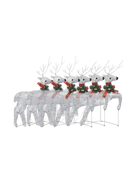 vidaXL Christmas Illuminated Reindeer Figure Silver 6pcs