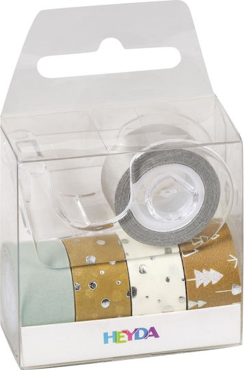 Heyda Αυτοκόλλητη Ταινία Διακόσμησης 5τμχ Masking Tape 5τμχ 12mm 3m Αστέρια με Βάση