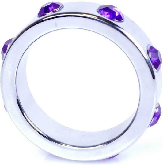 Boss Of Toys Metal Cock Ring with Purple Diamonds Large