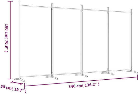 vidaXL Dekorativer Raumteiler Stoff mit 4 Paneelen Coffee 346x180cm