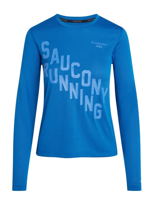 Saucony Damen Bluse Langärmelig Blau