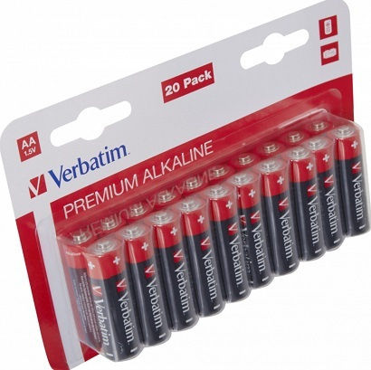 Verbatim 20 Pack Alkaline Batteries AA 1.5V 49877