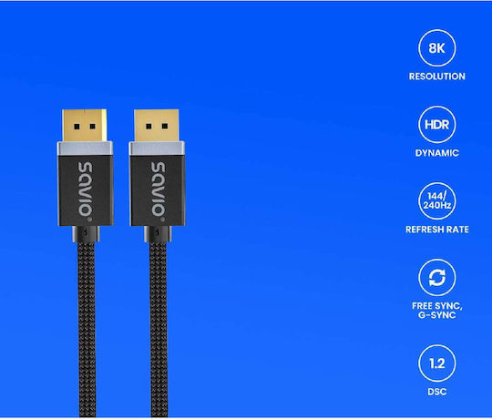 Savio Cable DisplayPort male - DisplayPort male 2m Black (CL-166)