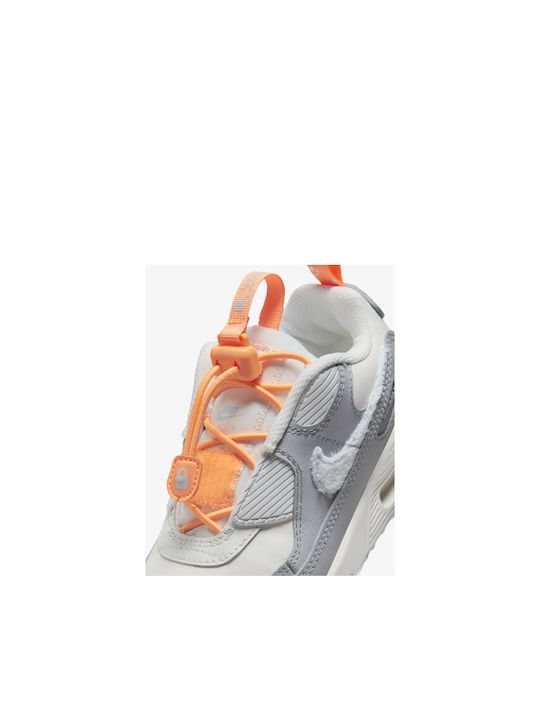 Air Max 90 Kids Sneakers with Laces White / Peach Cream / Wolf Grey / Glacier Blue