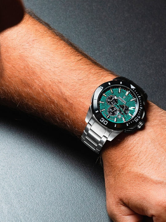 Festina Bike Ανδρικό Ρολόι 47mm Χρονογράφος Μπαταρίας με Ασημί Μεταλλικό Μπρασελέ