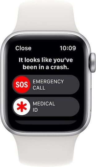 Apple Watch SE 2022 Алуминий 40мм Водоустойчив с Пулсомер (Сребро с бяла спортна лента)