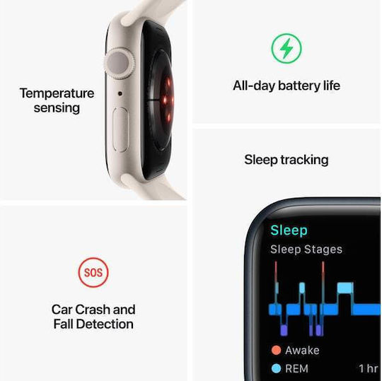 Apple Watch Series 8 Aluminium 45mm Wasserdicht mit Pulsmesser (Red)