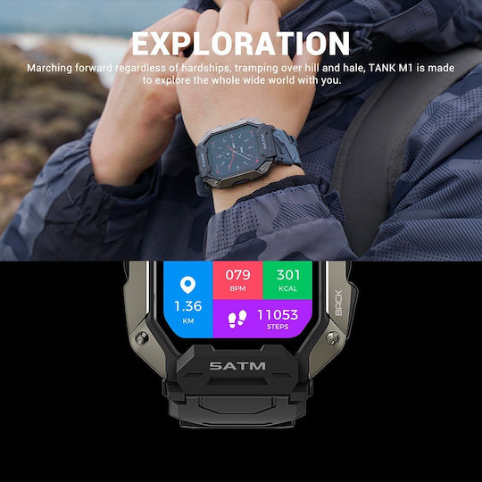 Kospet Tank M1 Waterproof Smartwatch with Heart Rate Monitor (Black)