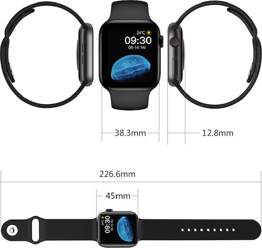 HW22 44mm Smartwatch with Heart Rate Monitor (Silver)