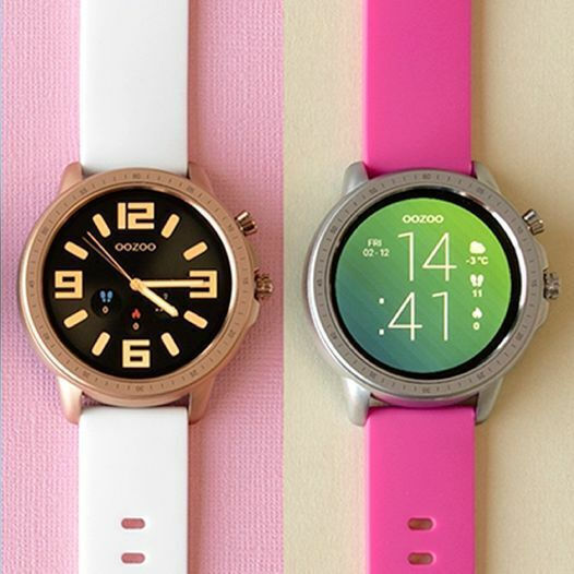 Oozoo Q00316 45mm Smartwatch με Παλμογράφο (Χρυσό/Λευκό)