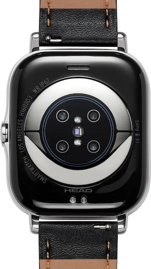 Head Los Angeles 37mm Smartwatch με Παλμογράφο (Μαύρο με Δερμάτινο Λουράκι)