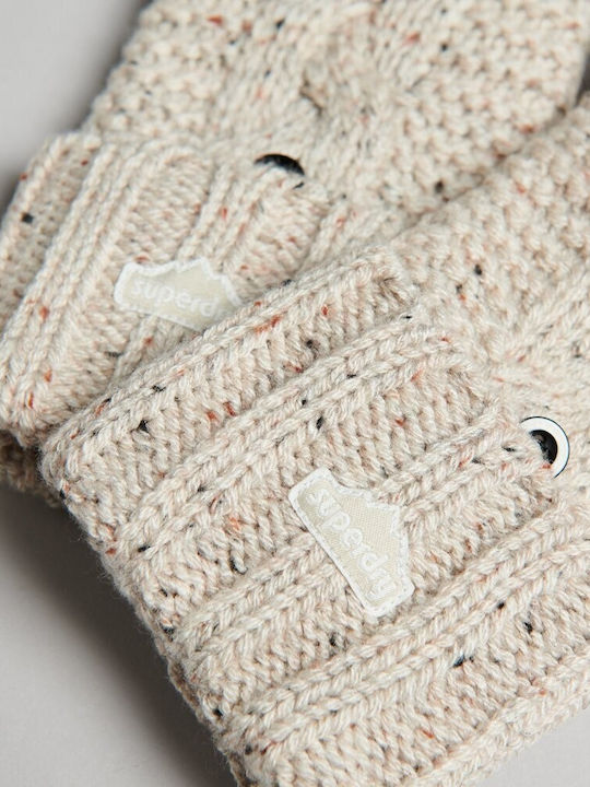 Superdry Oatmeal Tweed Γυναικεία Μάλλινα Γάντια με Κομμένα Δάχτυλα