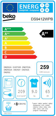 Beko DS9412WPB Στεγνωτήριο 9kg A++ με Αντλία Θερμότητας