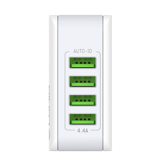 Ldnio Φορτιστής Χωρίς Καλώδιο με 4 Θύρες USB-A Λευκός (A4403 UK)