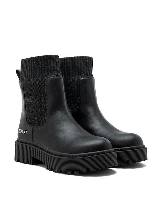 Replay Mizar 2 Kids PU Leather Boots Black