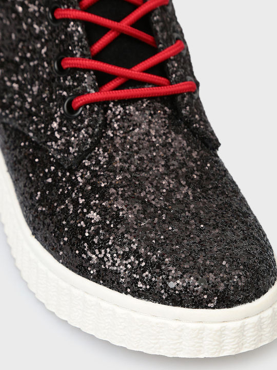 TAYLOS GLITTER Kinderstiefeletten mit Schnürsenkeln Schwarz