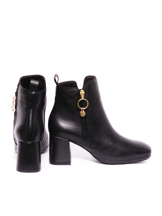 Leder Stiefeletten Damen Schwarz