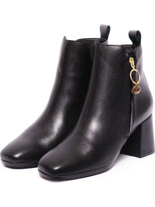 Leder Stiefeletten Damen Schwarz